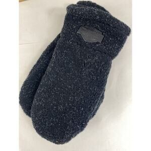 NEW Harley Davidson Mittens Gloves Mens Black Poly Fleece Leather Logo OSFA